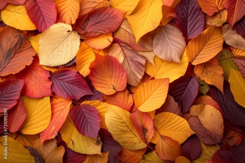 Autumn leaves forming a vibrant background Concept of fall season and natural beauty