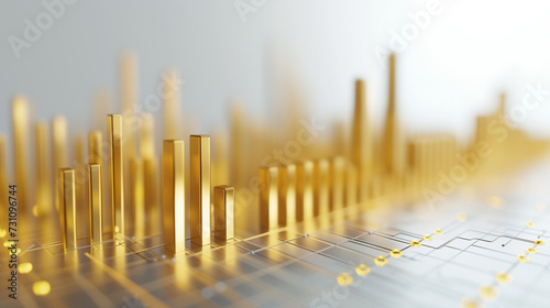 Model of a Growing Chart  gold color 3d
