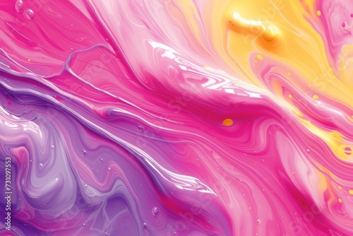 Swirling Pink and Yellow Acrylic Paint