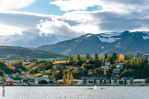 View of the city of Akureyri, north of Iceland.