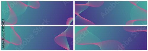 Abstract background vector set violet, turquoise, pink with dynamic waves for wedding. Futuristic technology backdrop with network wavy lines. Premium template with gradient mesh for banner or poster © Pavel