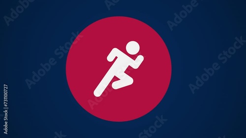 Pictograma de atletismo de lado izquierdo con el  fondo azul sin texto.	 photo