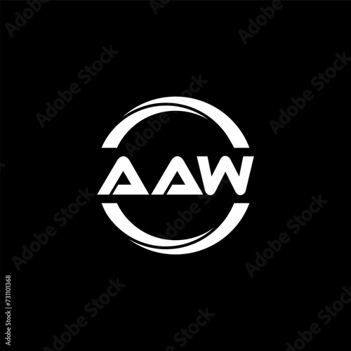 AAW letter logo design with black background in illustrator, cube logo, vector logo, modern alphabet font overlap style. calligraphy designs for logo, Poster, Invitation, etc. © Mamunur