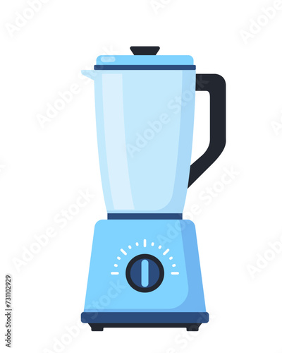Kitchen blender with glass container. Electronic Kitchen appliance. Original design. Concept of Health food and drink. Vector Illustration.