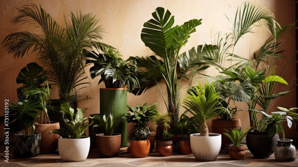 Exotic potted plants for indoor decoration.