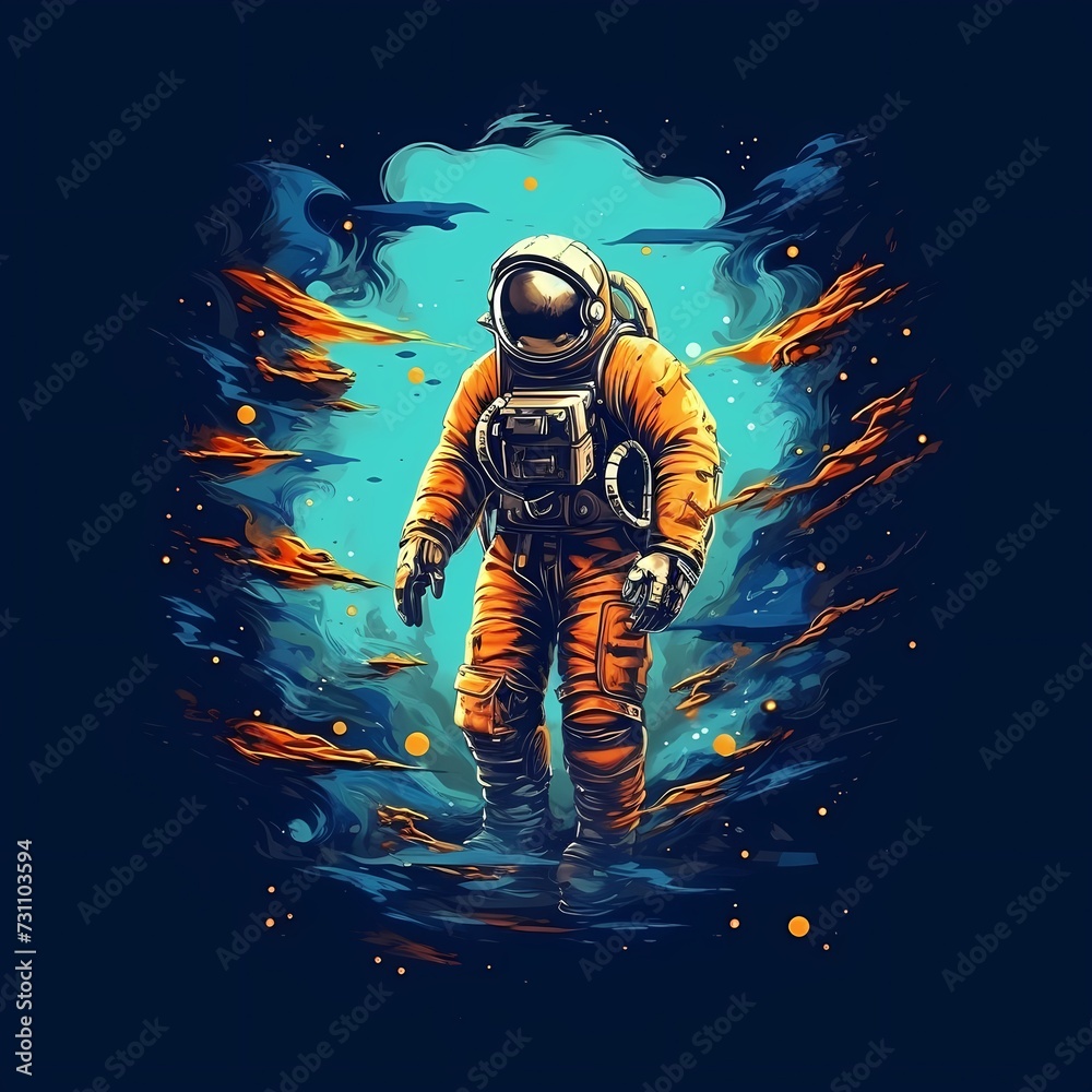 Astronaut in a Cosmic Seascape