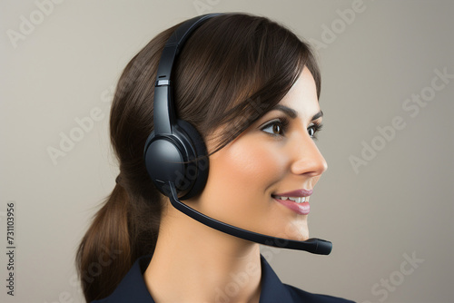 Professional worker Female operator giving advice to customer Generative Ai pic