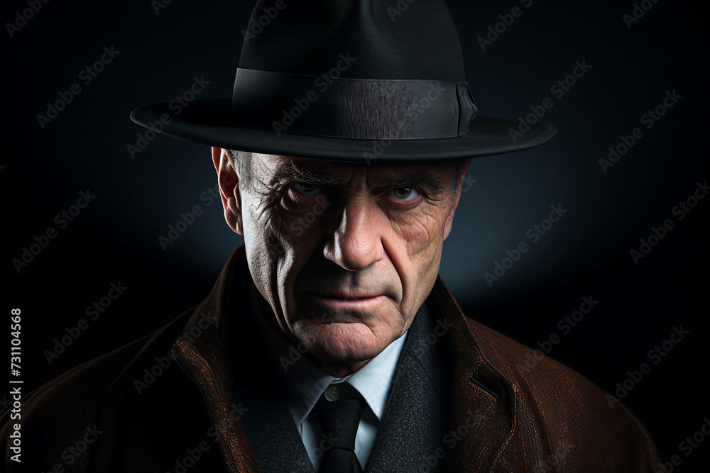 Old fashioned detective or mafia man woman in retro style hat Generative AI picture portrait Old fashioned detective or mafia man woman in retro style hat Generative AI picture portrait