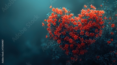 a close up of a bunch of red flowers on a black and blue background with a blurry back ground.