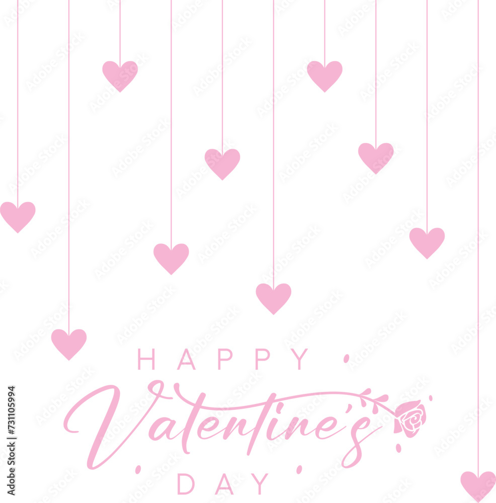 Valentine's Day Minimal Heart Design Card Happy Valentines Day typography vector illustration. Romantic Template design for celebrating valentine's Day on 14 February.