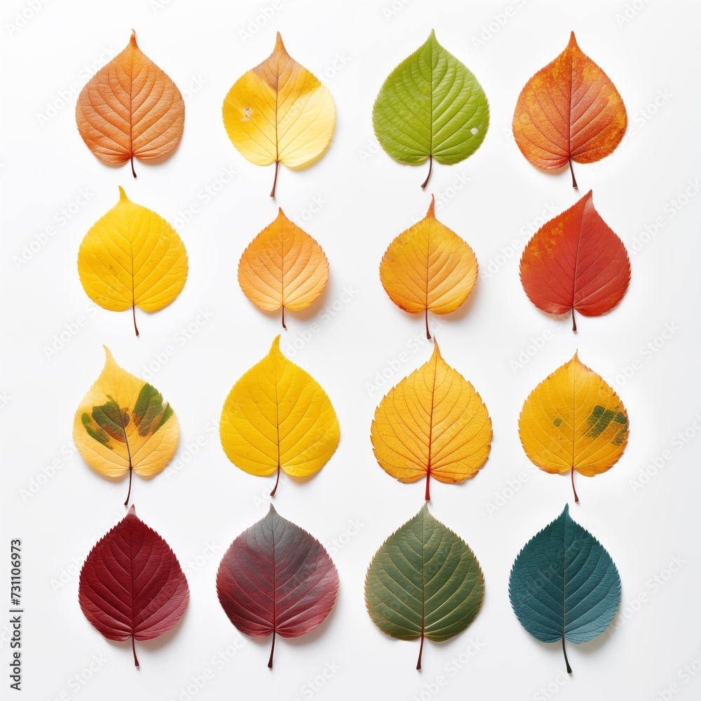 Colorful of leaves and autumn leaves isolated on white Colorful of leaves and autumn leaves isolated on white