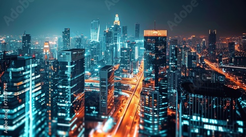 Modern city with high speed internet connection technology, can be used for display or montage your products, business, skyscraper, skyline, digital, connect, communication, network