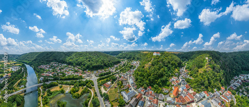 Die idyllisch gelegene Stadt Riedenburg im niederbayerischen Altmühltal von oben photo