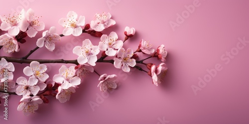 Cherry blossoms on a pink background