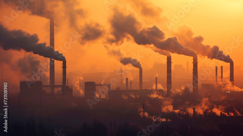 Chimney Smoke and Smog  Environmental Pollution Concept