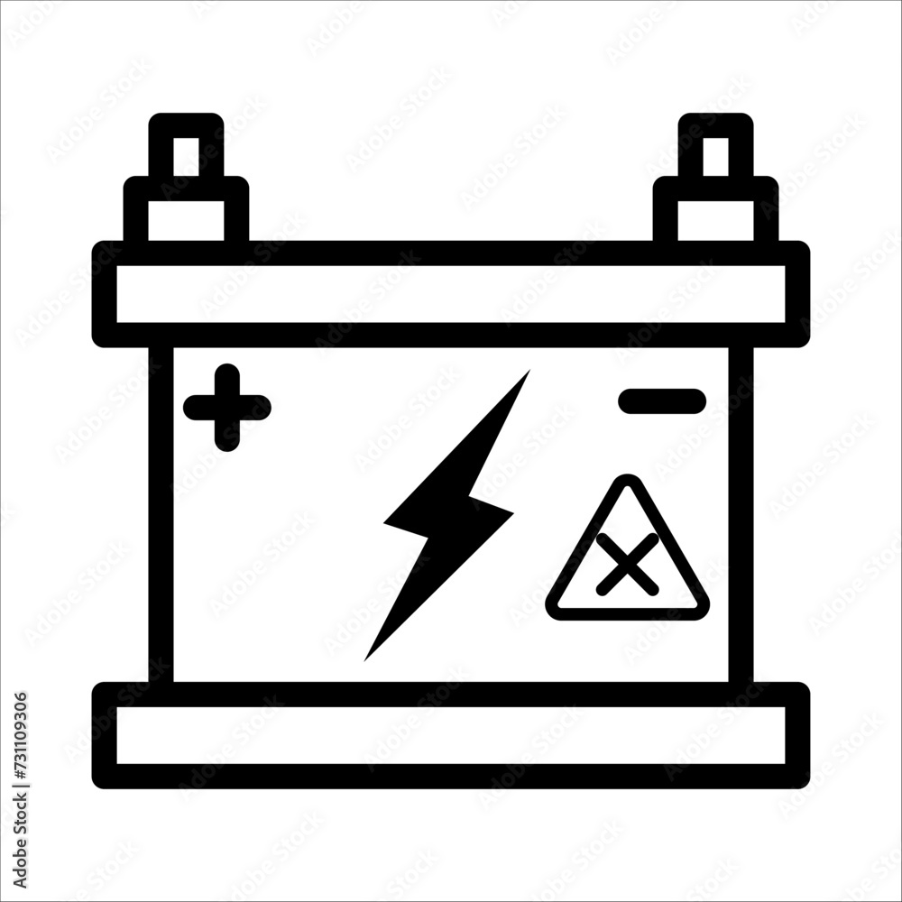 Illustration of car battery icon on white background Illustration of car battery icon on white background