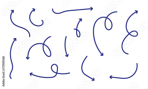 Blue handrawn arrow set on white artboard.