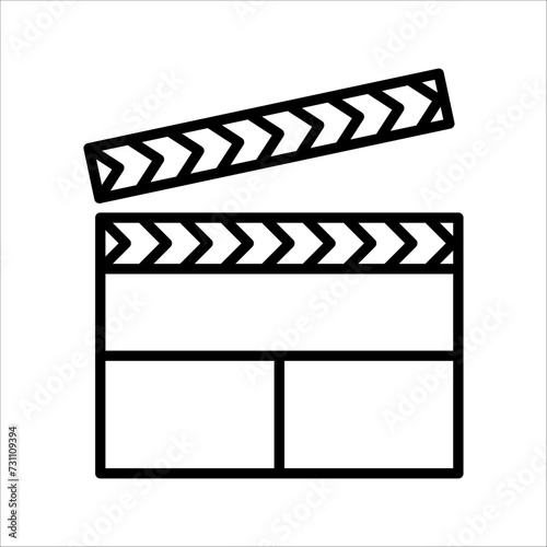 Movie clapperboard or film clapboard line art vector icon for video apps and websites