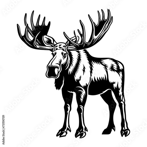 vector moose on white background, generative ai.