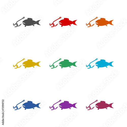 Fish  icon isolated on white background. Set icons colorful