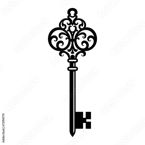 Old door key vector icon illustration, generative ai,  isolated on white background