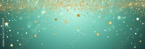 mint golden blank frame background with confetti glitter and sparkles