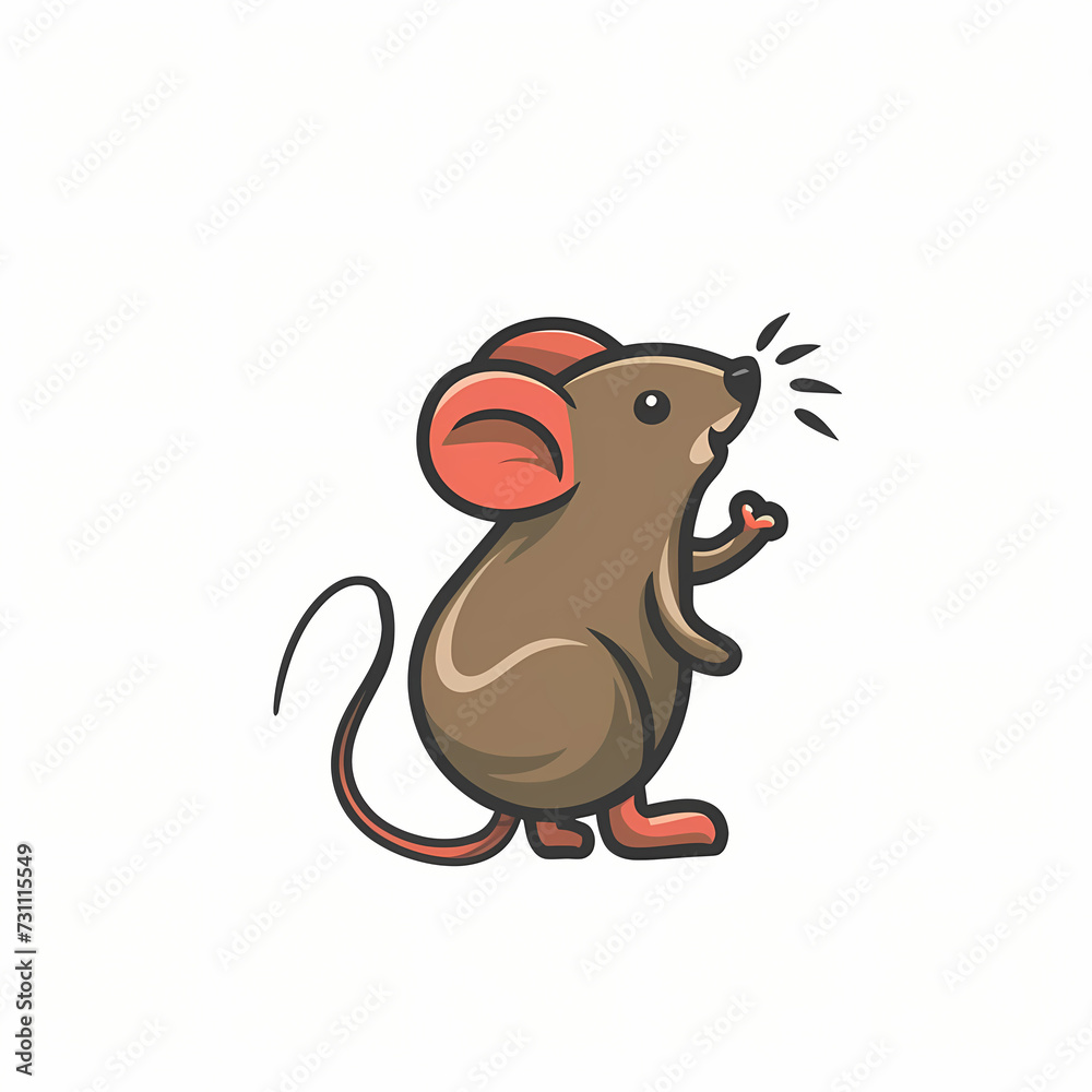Flat Logo of Vector Mouse Design.