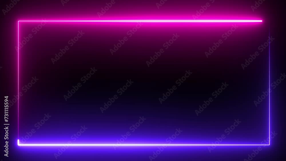 Glowing neon pink and blue lighting frame with can and black background empty copy space middle. Glowing neon pink and blue lighting frame with can and black background empty copy space middle.