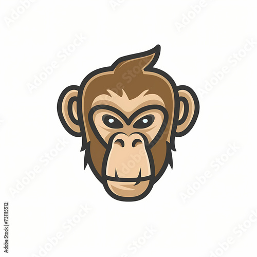 Flat Logo of Vector Monkey Design.