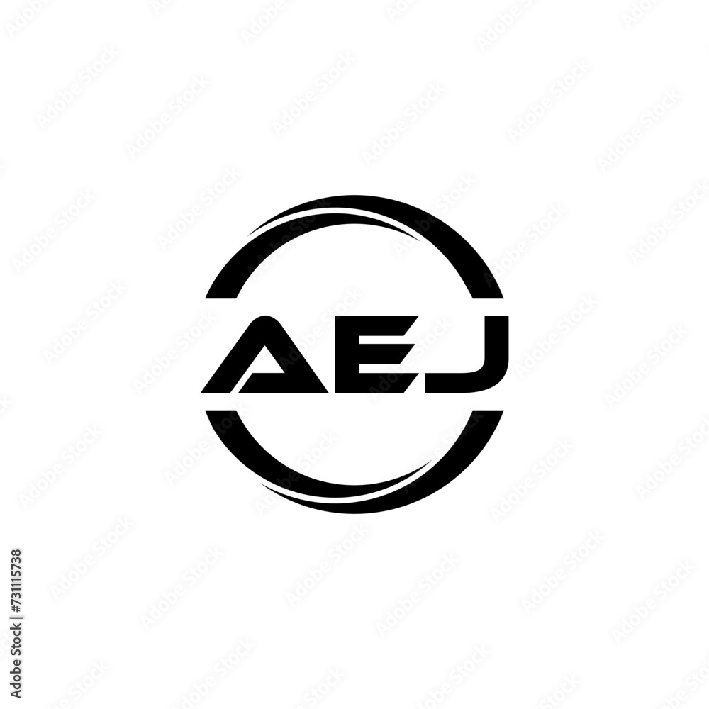 AEJ letter logo design with white background in illustrator, cube logo, vector logo, modern alphabet font overlap style. calligraphy designs for logo, Poster, Invitation, etc.