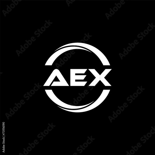 AEX letter logo design with black background in illustrator, cube logo, vector logo, modern alphabet font overlap style. calligraphy designs for logo, Poster, Invitation, etc.