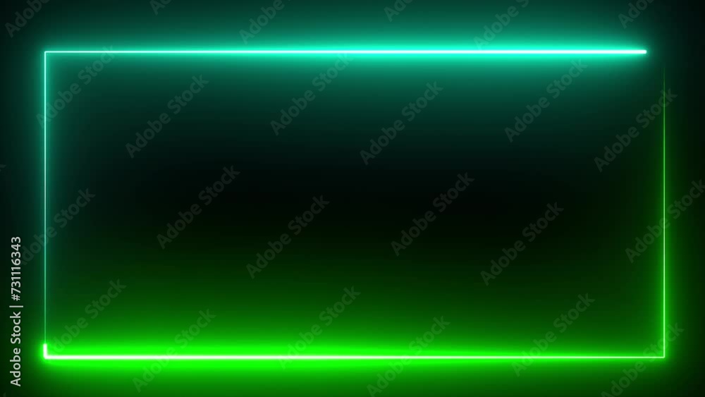 Square rectangle picture frame with two tone neon color  graphic on  black background.
