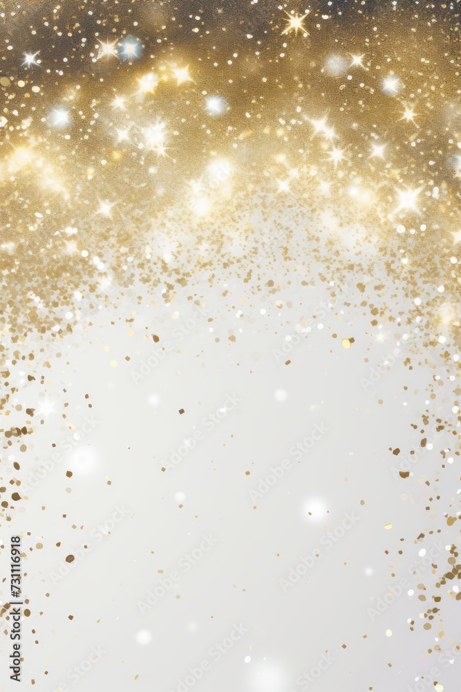 silver golden blank frame background with confetti glitter and sparkles