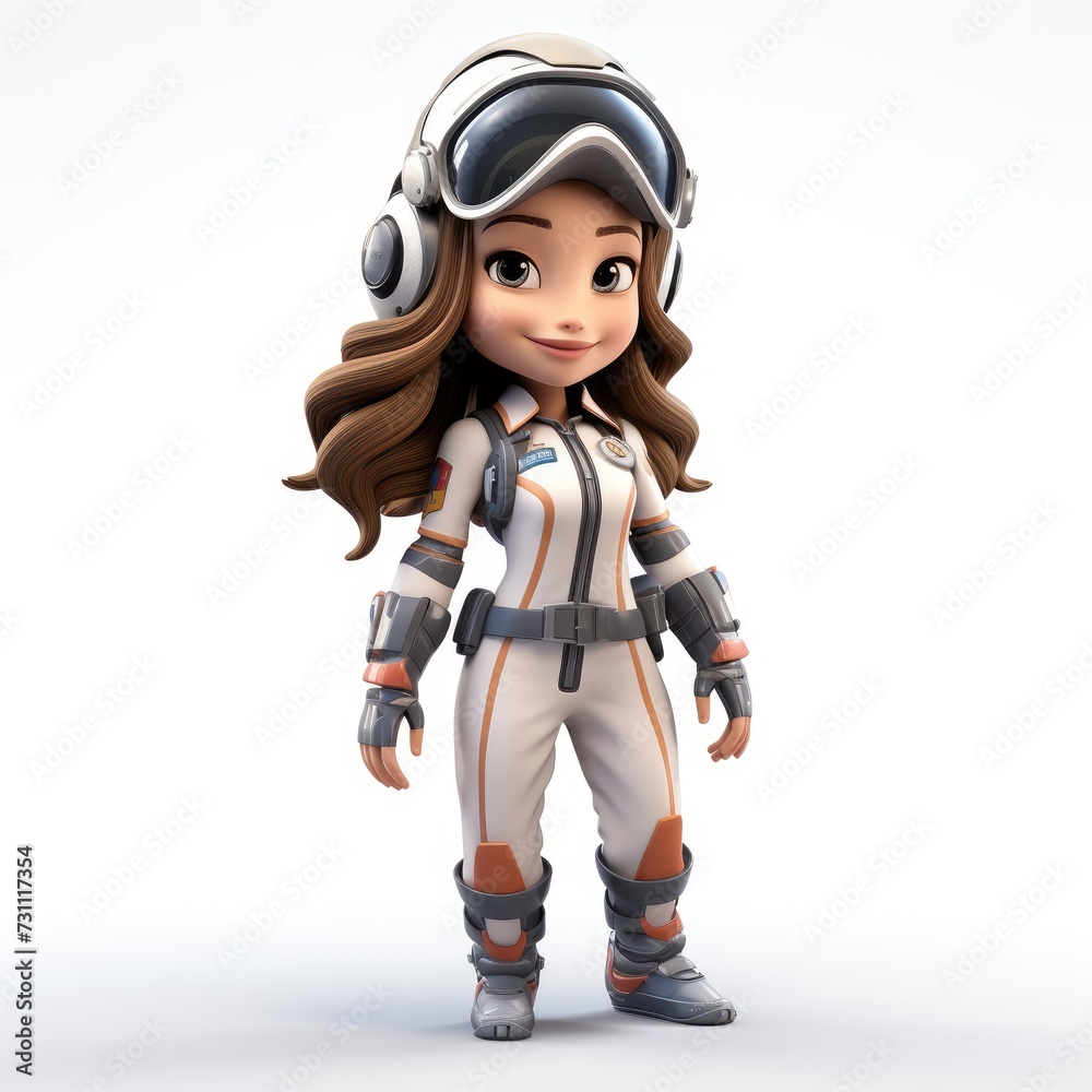3D Cartoon Pilot Character Set on White Background 3D Cartoon Pilot Character Set on White Background