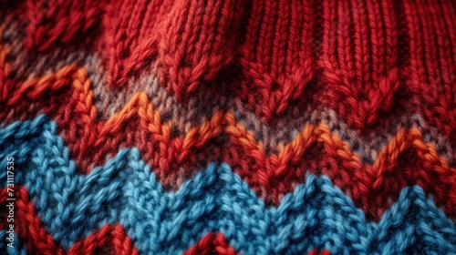 Vibrant multicolored woolen sweater texture close up