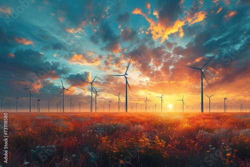 renewable energy with green energy as wind turbines