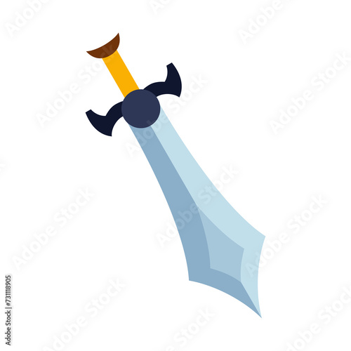 Magical cartoon steel sword, knight weapon or knife blade. Fantasy game weapon icon in flat style. Vector illustration