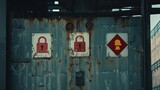 Sentinel Guardians: Security Signs Amid Lock Symbol