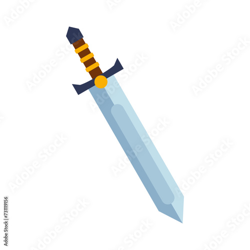 Magical cartoon steel sword, knight weapon or knife blade. Fantasy game weapon icon in flat style. Vector illustration