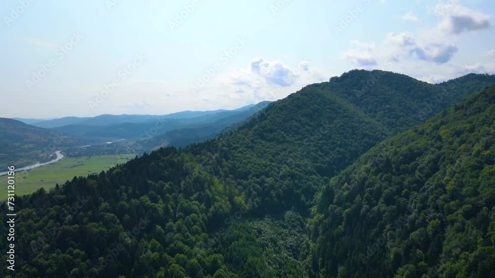 Drone flying over Blauen mountain at Belchen, Black Forest, Germany