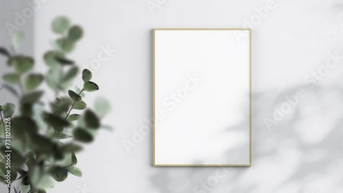 Wooden Frame A ISO Video Mockup in home interior, Poster Video Mockup, Shadow Motion Mockup