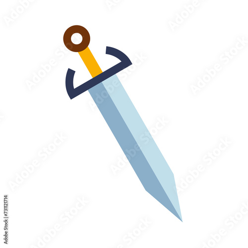 Magical cartoon steel sword, knight weapon or knife blade. Fantasy game weapon icon in flat style. Vector illustration
