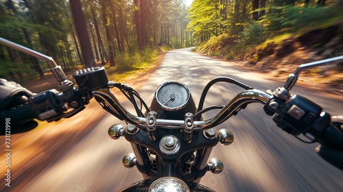 a motorcycle driving down a street