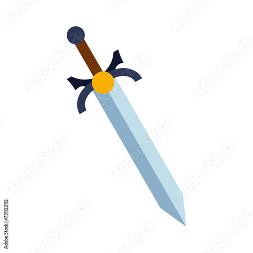 Magical cartoon steel sword, knight weapon or knife blade. Fantasy game weapon icon in flat style. Vector illustration