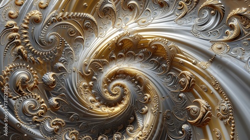 spiral design in gold and silver colors