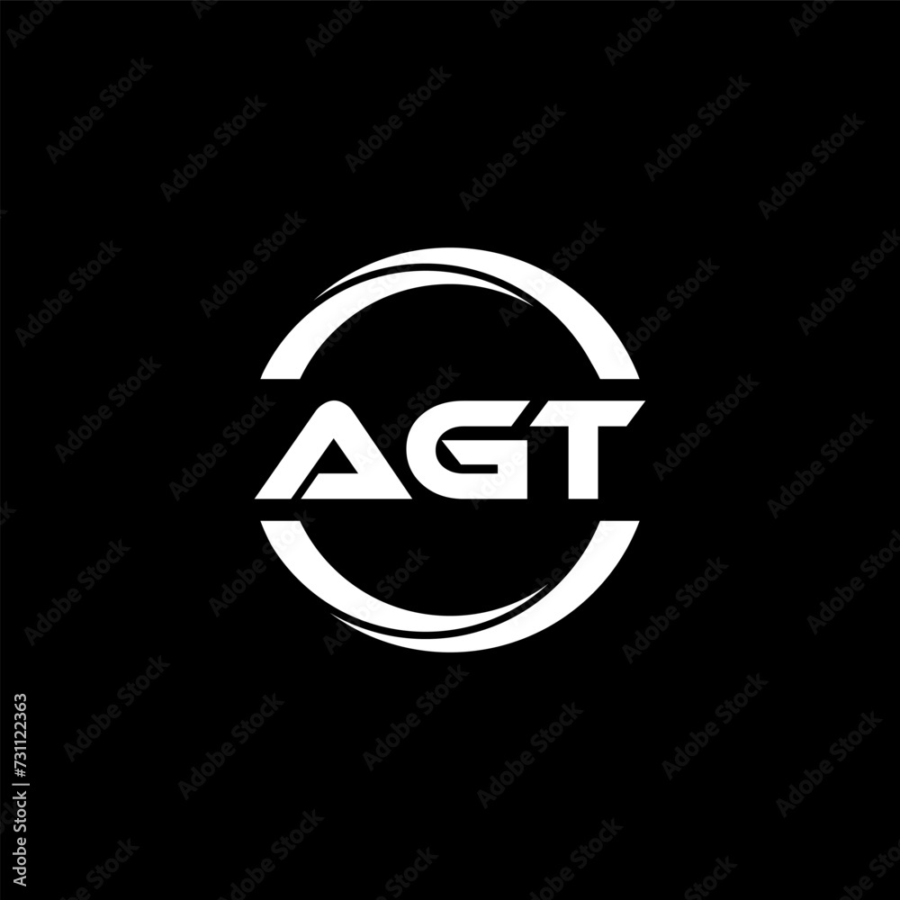 AGT letter logo design with black background in illustrator, cube logo ...