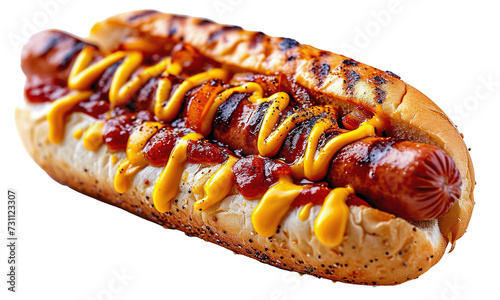 hot dog with ketchup  and mustard