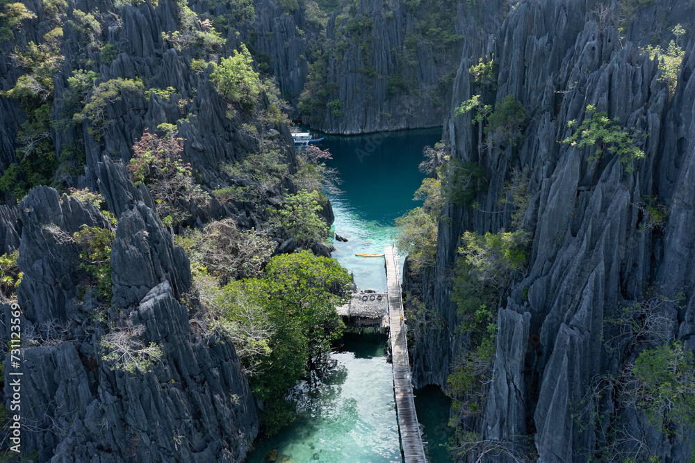 Aerial view of Twin Lagoon in the Philippines