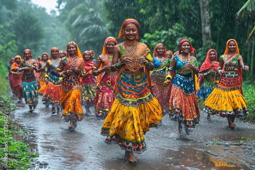 Assamese Mishing tribal dance rituals Focus on the tribal dance rituals that accompany Assamese photo