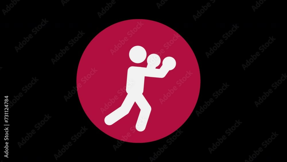 Pictograma de boxeo de lado izquierdo con círculo rojo en alpha. Pictograma de boxeo de lado izquierdo con círculo rojo en alpha.
